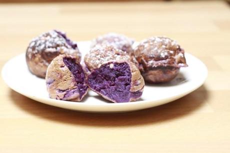 Fried sweet potato purple - Purple sweet potato abelskievers - Khand unniappam