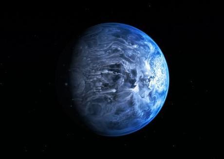 illustration de HD 189733b, exoplanète bleue située à 63 années-lumière de la Terre