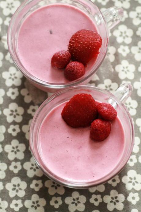 mousse fraises coriandre vegan