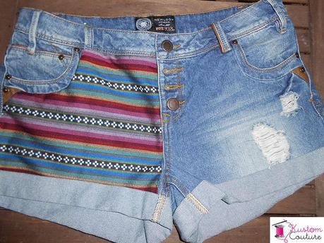 Customisation d'un short en jean avec tissus navajo | Kustom Couture