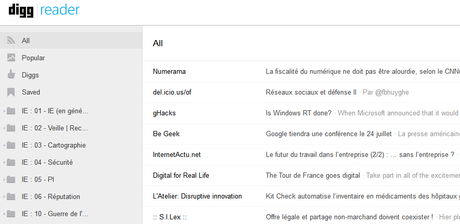 Digg Reader : le lecteur de flux RSS de Digg