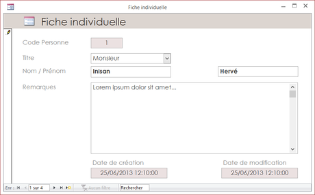 Formulaire fiche individuelle