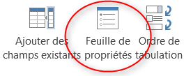 Feuille de propriétés Access