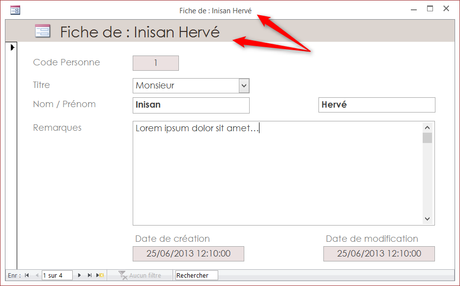Formulaire fiche individuelle avec prénom et nom