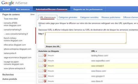 google adsense blocage