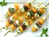Brochettes melon mozzarella marinée l'huile d'olive Emile Noël
