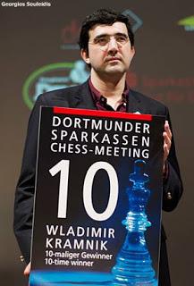 Echecs à Dortmund : Vladimir Kramnik (2785) © Photo Georgios Souleidis