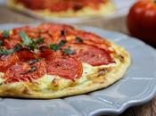 Tarte fine tomates (ricotta, cébettes, basilic), pâte l'huile d'olive