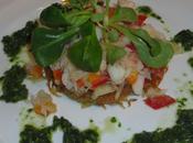 Salade crabe, pesto d'herbes vinaigrette passion
