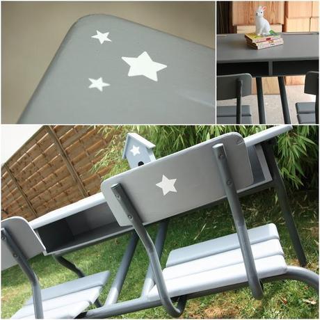 Nouveau relooking d'un bureau d'écolier en bois