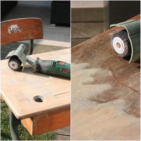 Nouveau relooking d'un bureau d'écolier en bois