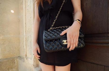Black dress and leopard nail patch