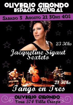 Jacqueline Sigaut et Tango en Tres à Villa Crespo samedi [à l'affiche]