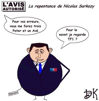 Tags : Nicolas Sarkozy, président de la république, UMP, Allocution télévisée, repentance, erreur, TF1, navet, dessin, humour