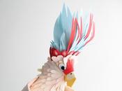 Exotic birds sculptures papier