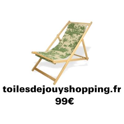 Chaise longue en toile de jouy verte