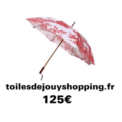 Parapluie en toile de jouy rouge