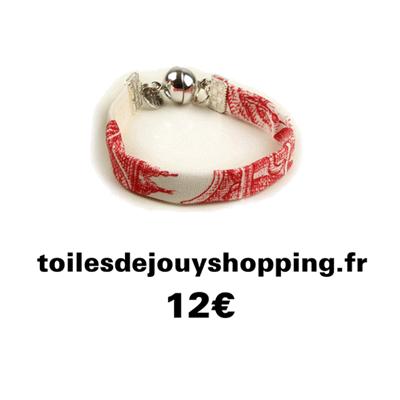 Bracelet en toile de jouy rouge