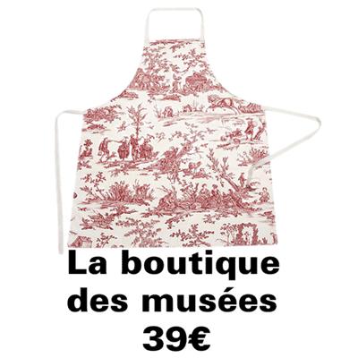 Tablier en toile de jouy rouge