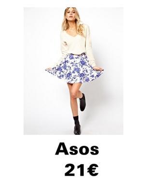 Jupe patineuse en toile de jouy bleue