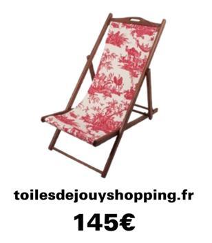 chaise longue toile de jouy rouge