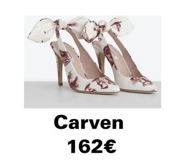 Escarpins à noeud Carven en toile de jouy rouge