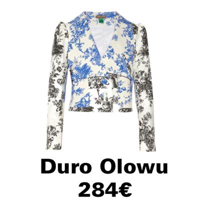 Veste imprimée toile de jouy bleu et blanche