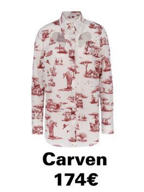 chemise en toile de jouy rouge carven