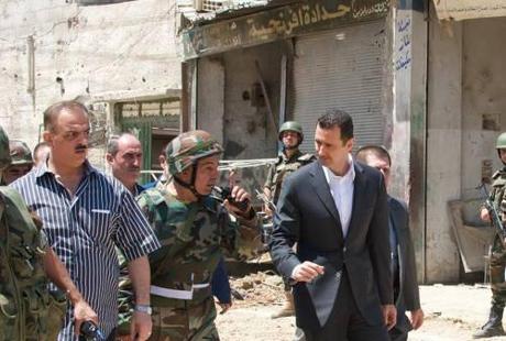 Le président Bachar al-Assad à Daraya en fin de matinée