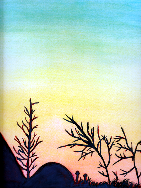 Peinture de coucher de soleil en aquarelle - À Lire