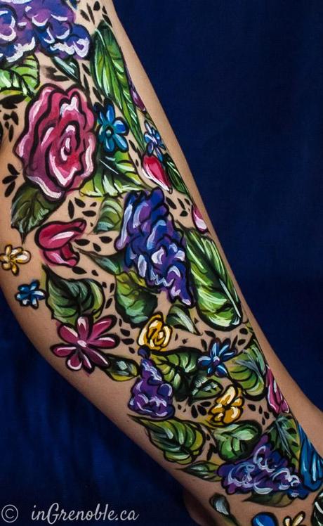 body painting leg painting flowers