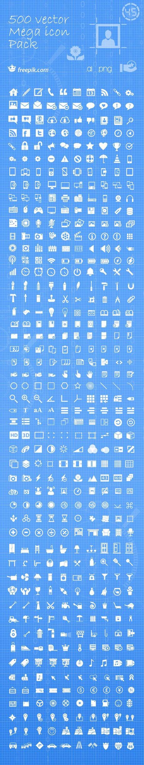 500 vector mega icon pack – free