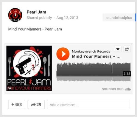 Pearl Jam Google SoundCloud SoundCloud, le YouTube du son s’intègre à Google+