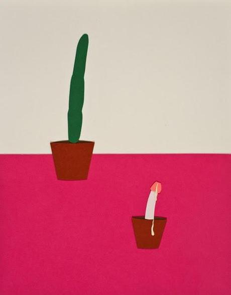 Comestible, collage et dessin, Annie Descoteaux