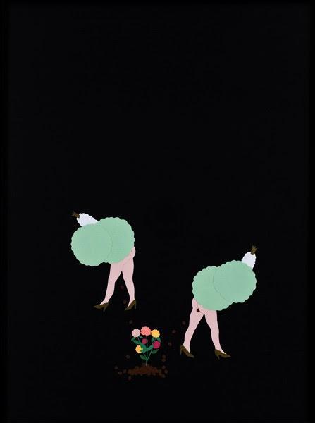 Comestible, collage et dessin, Annie Descoteaux