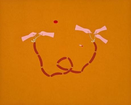 Comestible, collage et dessin, Annie Descoteaux