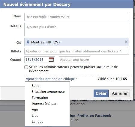 facebook evenement criteres ciblage 1 Pages Facebook: ajoutez des critères ciblage à vos événements