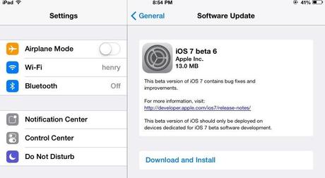 iOS 7 Bêta 6 sur iPhone et iPad disponible, liens directs pour téléchargement...