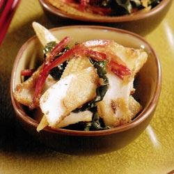 Sautés d'encornets aux épis de maïs et piment