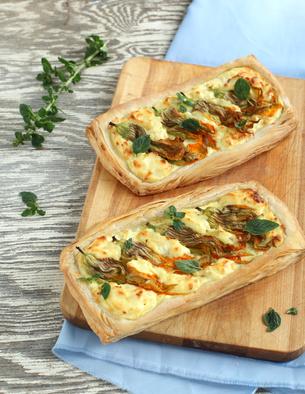 Tarte ricotta et fleurs de courgette