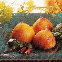 Pêches caramélisées au basilic