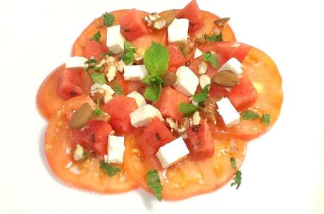 Salade de tomates, pastèque et feta