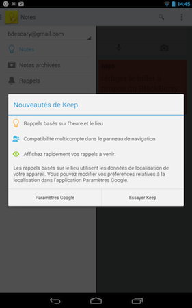 google keep android Google Keep: créez des notes possédant des alertes associées à des lieux