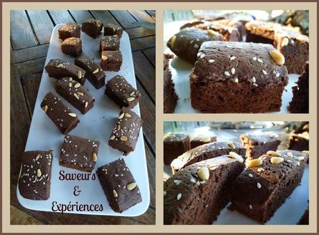 Brownies Choco Café, Sésames & Pignons de Pin