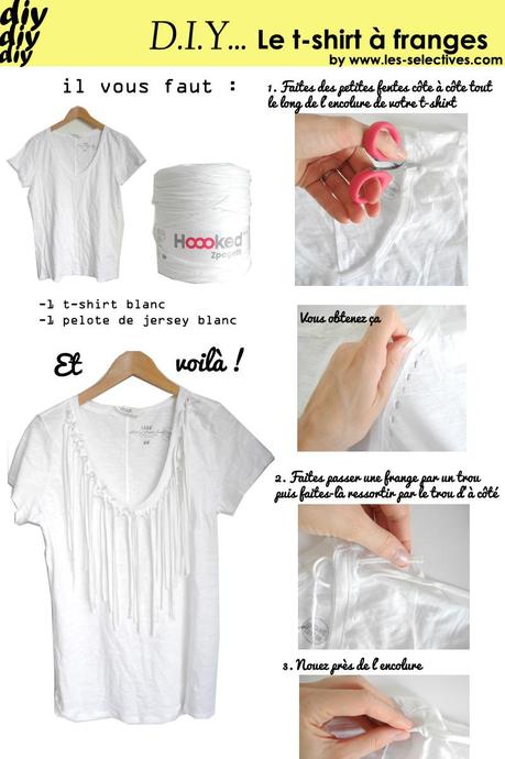 DIY customiser un t-shirt blanc pour en faire un t-shirt blanc à franges