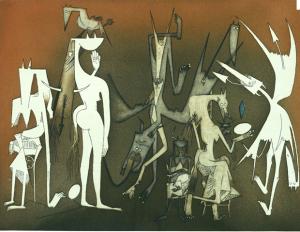 Wifredo Lam Annonciation Que l'on présente son coeur au soleil Eau forte et aquatinte 1969 Impres. 1982