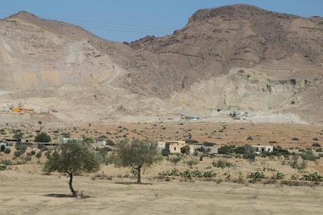 Les paysages de montagnes et d'oliviers, au centre du pays, près de Sidi Bouzid.