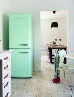 mint #kitchen #adorable #interiordesign #icebox #vintage