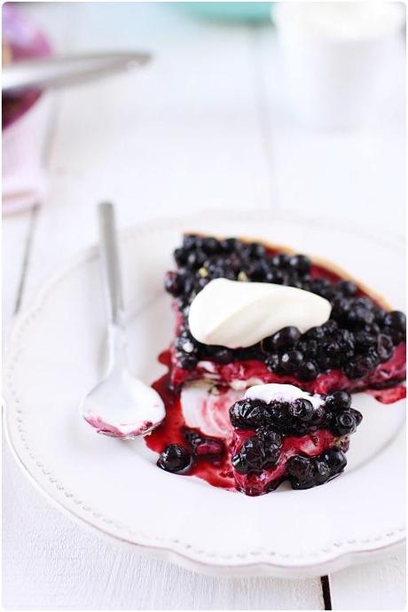 Tarte aux myrtilles et panna cotta citron