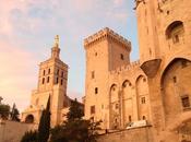 Palais Papes d'Avignon, soleil couchant d'Août